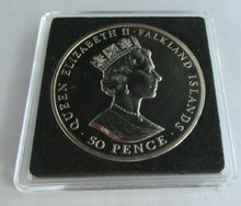 Load image into Gallery viewer, 1952-1992 40TH ANNIVERSARY OF REIGN QEII BUNC FALKLAND FIFTY PENCE CROWN COIN
