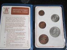 Load image into Gallery viewer, UK BUNC Set of Britain&#39;s First Decimal Coins in Blue Plastic Cover 10P - 1/2P
