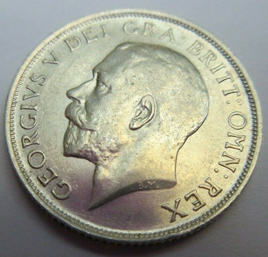 1914 KING GEORGE V BARE HEAD .925 SILVER ONE SHILLING COIN IN CLEAR FLIP