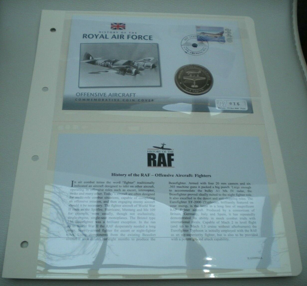 2008 OFFENSIVE AIRCRAFT - HISTORY OF THE RAF - PROOF 1 CROWN  COIN COVER PNC