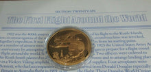 Load image into Gallery viewer, History of Man in Flight 1973 Gold Plated Bronze Scarce Medals + Info Sheet
