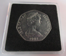 Load image into Gallery viewer, 1982 QEII MANX TT ROAD RACE MICK GRANT MINT MARK AA FIFTY PENCE COIN BOX &amp; COA
