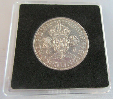 1944 KING GEORGE VI  .500 SILVER FLORIN TWO SHILLINGS COIN WITH QUADRANT CAPSULE