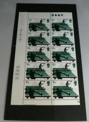 TABLE TENNIS 1977 10P BLOCK OF TEN STAMPS MNH WITH TRAFFIC LIGHTS