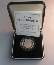 Load image into Gallery viewer, 1995 £2 PEACE DOVE AFTER WWII SILVER PROOF TWO POUND COIN BOXED IN RM BOX
