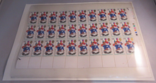 Load image into Gallery viewer, 1968 HAPPY CHRISTMAS 1/6 HALF SHEET 60 STAMPS MNH WITH T-LIGHTS &amp; STAMP HOLDER
