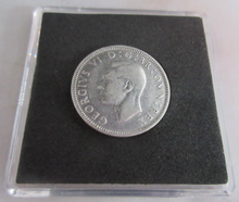 Load image into Gallery viewer, 1940 KING GEORGE VI BARE HEAD .500 SILVER SCOT ONE SHILLING COIN IN QUAD CAPSULE
