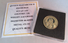 Load image into Gallery viewer, 2011 QUEEN ELIZABETH II EDINBURGH BUNC £1 ONE POUND COIN WITH QUAD CAPSULE &amp; COA
