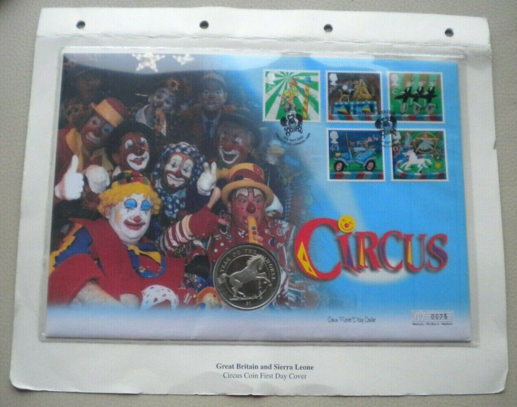 2002 CIRCUS  BUNC - YEAR OF THE HORSE 1 DOLLAR FIRST DAY COIN COVER PNC