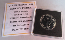 Load image into Gallery viewer, 2017 JEREMY FISHER QEII BUNC 50P FIFTY PENCE COIN QUAD CAPSULE &amp; COA
