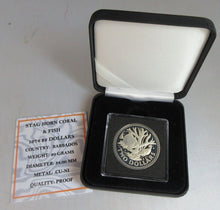 Load image into Gallery viewer, 1974 PROOF STAGHORN CORAL &amp; FISH BARBADOS $2 COIN BOX &amp; COA
