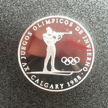 Load image into Gallery viewer, 1988 Panama 1 balboa Olympic Winter Games Calgary Biathlon proof silver coin
