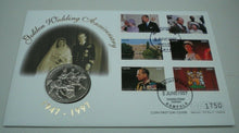 Load image into Gallery viewer, 1947-1997 GOLDEN WEDDING ANNIVERSARY BUNC 2000SHILLINGS COIN FIRST DAY COVER PNC
