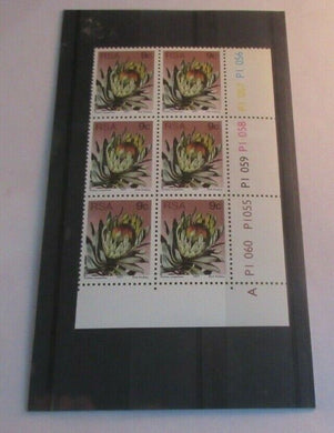 1977 PROTEA ROUPELLIOE DICK FINDLAY RSA 9c BLOCK OF 6 STAMPS MNH