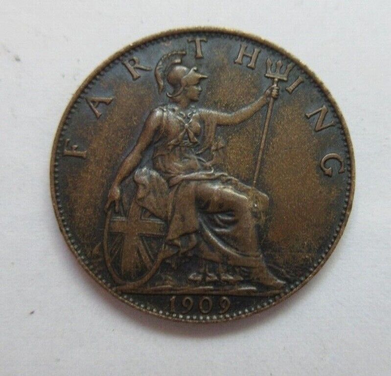 1909 EDWARD VII DARKENED BRONZE FARTHING UNC SPINK REF 3992 CC4