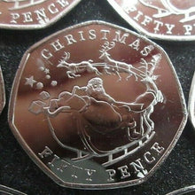 Load image into Gallery viewer, 2020 BUnc 50p Pence CHRISTMAS Xmas Santa Sledge Reindeer Gibraltar Coin
