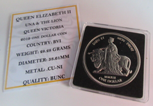 Load image into Gallery viewer, 2019 QEII UNA &amp; THE LION QUEEN VICTORIA $1 ONE DOLLAR COIN CAPSULE &amp; COA
