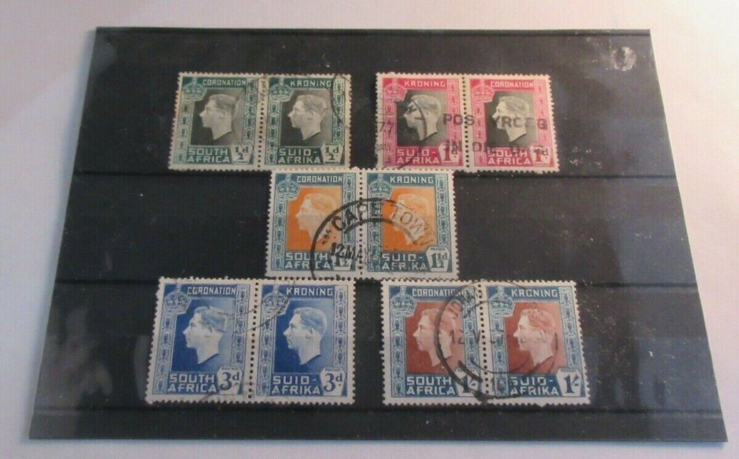 SOUTH AFRICA CORONATION A BEAUTIFUL SET OF STAMPS WITH CLEAR FRONT STAMP HOLDER