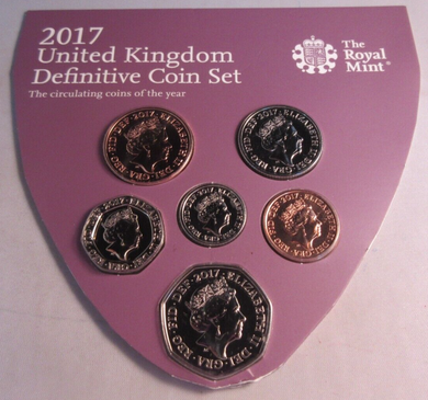 2017 UK ROYAL SHIELD OF ARMS BUNC DEFINITIVE 6 COIN SET IN SEALED CARD