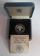 Load image into Gallery viewer, 1987 Shield of Arms Silver Proof Royal Mint UK £1 Coin Box + COA
