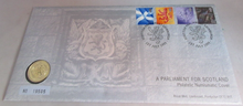 Load image into Gallery viewer, 1999 A PARLIAMENT FOR SCOTLAND PNC £1 COIN COVER PNC STAMPS &amp; POSTMARKS
