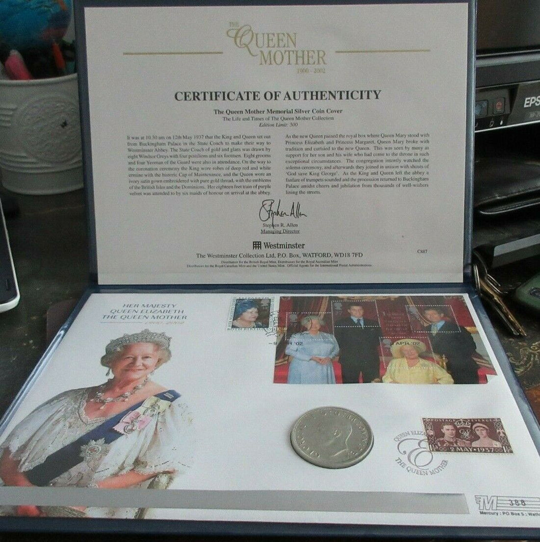2002 Life and times of QM PNC With Commemorative 1937 George VI Silver Crown COA