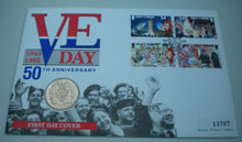 Load image into Gallery viewer, 1995 VE DAY 1945-1995 50TH ANNIVERSARY FIRST DAY £2 COVER PNC STAMPS/P,MARK,INFO
