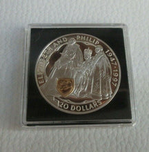 Load image into Gallery viewer, UK 1997 $20 ROYAL MINT QEII &amp; PRINCE PHILIP GOLDEN WEDDING SILVER PROOF box COA
