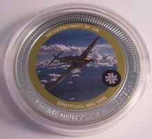 Load image into Gallery viewer, 2010 MESSERSCHMITT BF 109 SILVER PLATED PROOF MEDALLION WITH COA &amp; CLEAR FLIP
