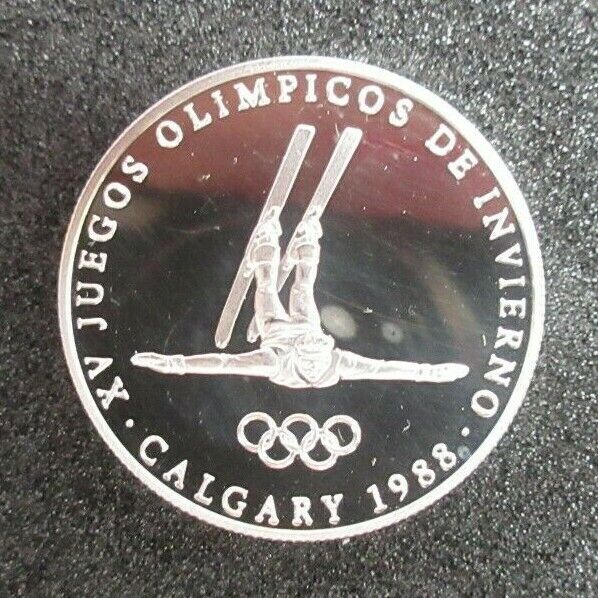 1988 Panama 1 balboa Olympic Winter Games Calgary ACROBATICS proof silver coin