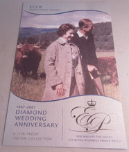 Load image into Gallery viewer, QEII DIAMOND WEDDING ANNIVERSARY 2007 ECCB SILVER PROOF $10 DOLLAR WITH COA
