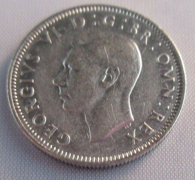 1944 KING GEORGE VI BARE HEAD .500 SILVER aUNC ONE SHILLING COIN & CLEAR FLIP E3