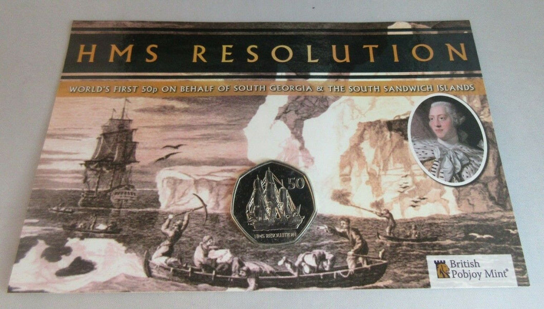 2020 Fifty Pence HMS RESOLUTION  50p Coin PACK GEORGIA & SANDWICH ISLANDS