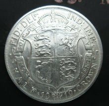 Load image into Gallery viewer, 1919 GEORGE V BARE HEAD FIRST COIN HALF 1/2 CROWN SPINK 4011 CROWNED SHIELD Cc2
