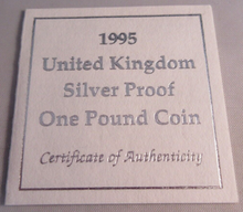 Load image into Gallery viewer, 1995 WELSH DRAGON SILVER PROOF £1 ONE POUND COIN BOX &amp; COA
