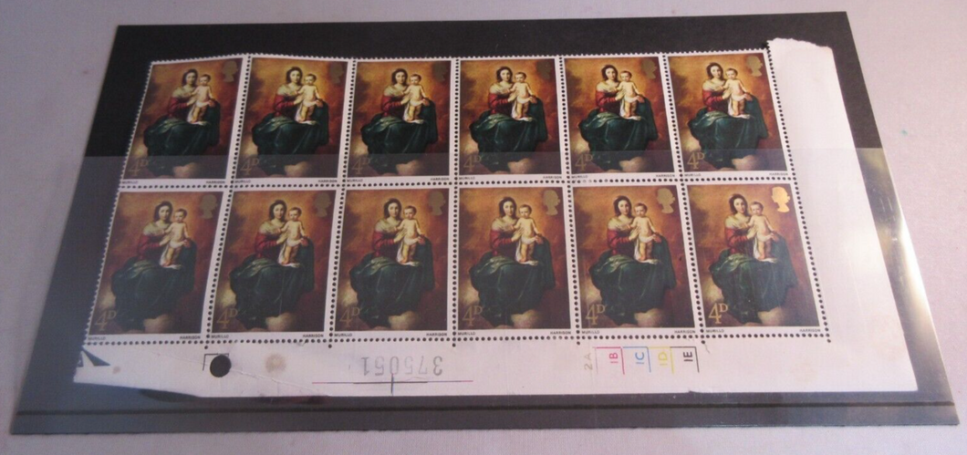 1967 MURILLO HARRISON MADONNA & CHILD 4d 12 X STAMPS CORNER MNH & STAMP HOLDER