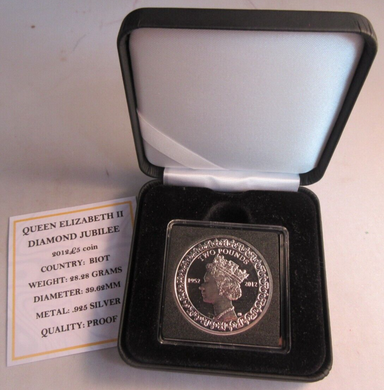 2012 QEII DIAMOND JUBILEE SILVER PROOF BIOT FIVE POUND £5 COIN CAPSULE & COA