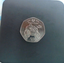 Load image into Gallery viewer, 2010 Isle of Man TT Race 50 Years of Suzuki Racing 50p AA MINT MARK BUNC BOXED
