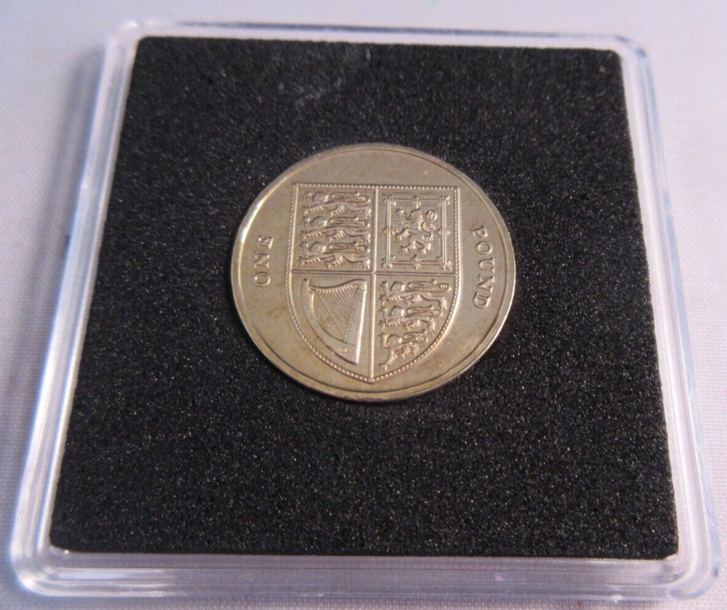 2011 QUEEN ELIZABETH II SHIELD £1 ONE POUND COIN WITH QUAD CAPSULE