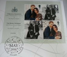Load image into Gallery viewer, 2018 THE ROYAL WEDDING HARRY &amp; MEGHAN SILVER PROOF £5 COIN COVER PNC R/MAIL BOX
