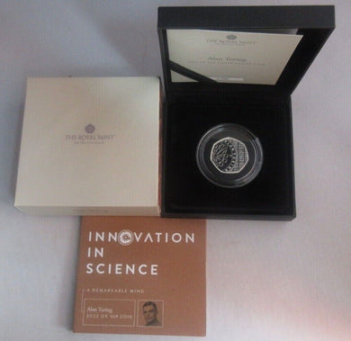 Alan Turing Enigma Code Breaker - 2022 Silver Proof Royal Mint 50p Coin Box/COA