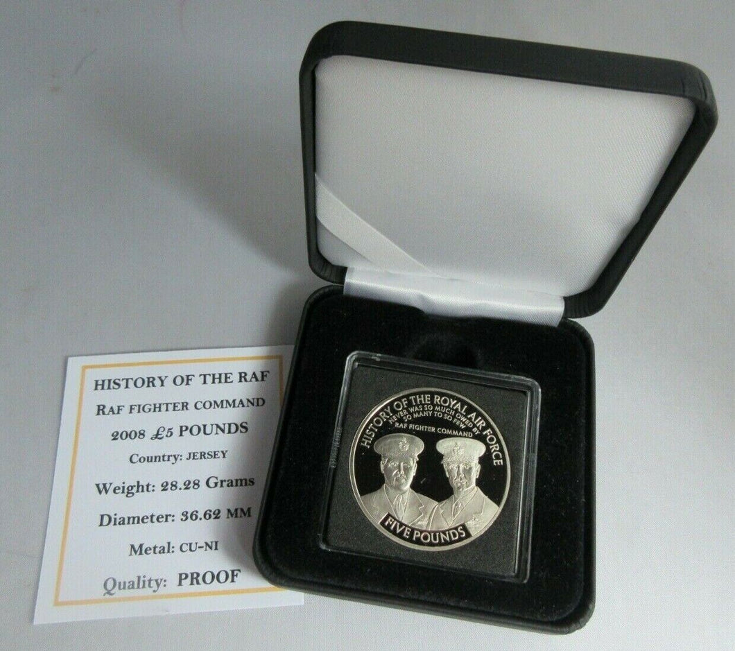 2008 HISTORY OF THE RAF FIGHTER COMMAND PROOF £5 FIVE POUND CROWN BOX COA