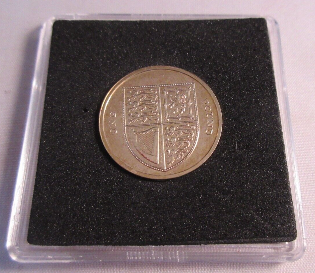 2009 QUEEN ELIZABETH II SHIELD £1 ONE POUND COIN WITH QUAD CAPSULE