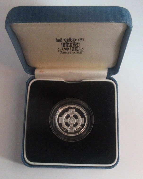 1996 Celtic Cross Silver Proof Piedfort UK Royal Mint £1 Coin Box