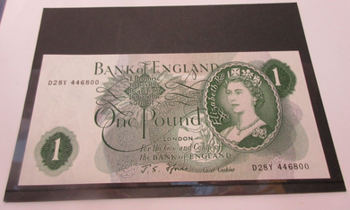 £1 BANK NOTE J S FFORDE UNC FEB 1967 ONE POUND BANKNOTE D28Y 446800