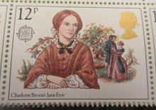 Load image into Gallery viewer, GB 1980 CHARLOTTE BRONTE JANE EYRE 12p GUTTER PAIRS TWENTY STAMPS MNH
