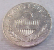 Load image into Gallery viewer, 1964 AUSTRIA REPUBLIK OSTERREICH .64 SILVER EF+ 5 SCHILING SHILLING COIN &amp; FLIP
