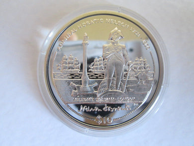 2005 BRITISH VIRGIN IS BATTLE OF TRAFALGAR NELSON'S COLUMN $10 SILVER PROOF COIN