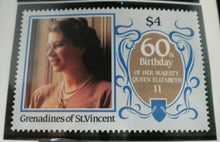 Load image into Gallery viewer, QUEEN ELIZABETH II THE 60TH BIRTHDAY OF HER MAJESTY GRENADINES ST VIN STAMPS MNH
