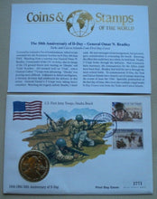 Load image into Gallery viewer, 1994 US FIRST ARMY TROOPS OMAHA BEACH 50TH ANNIVER D-DAY 5 CROWN COIN COVER PNC
